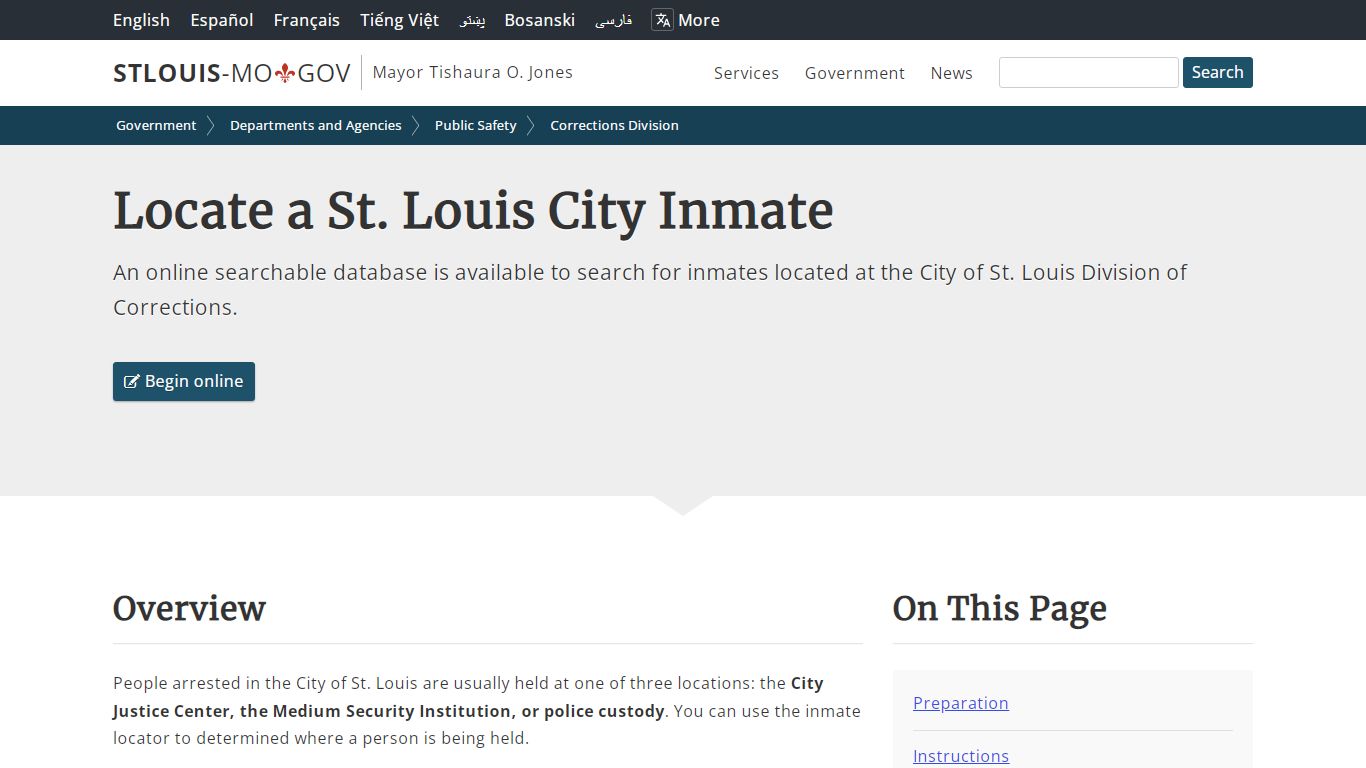 Locate a St. Louis City Inmate