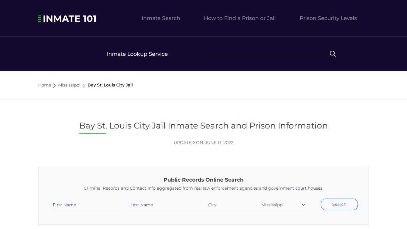 Bay St. Louis City Jail Inmate Search, Visitation, Phone ...